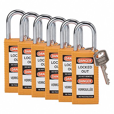 Lockout Padlock KD Orange 3 H PK6