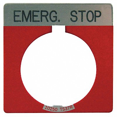 Legend Plate Square Emergency Stop Red