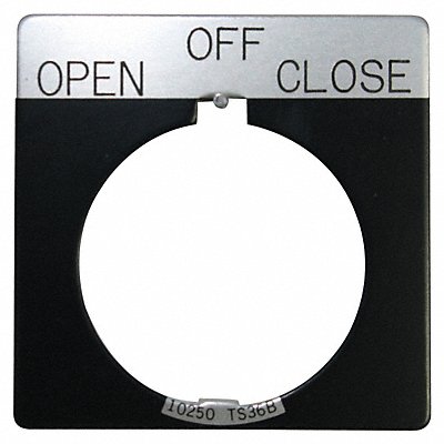 Legend Plate Square Open Off Close Black