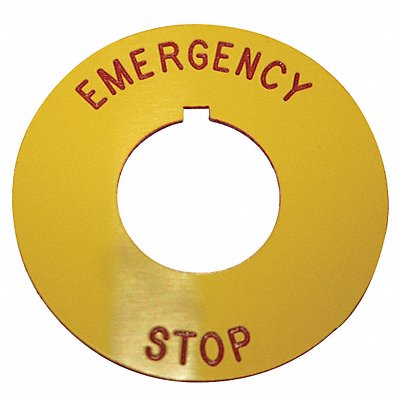 Legend Plate Emergency Stop Red/Yellow