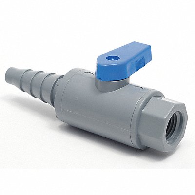 PVC Ball Valve Inline FNPT x Barb 3/8 in