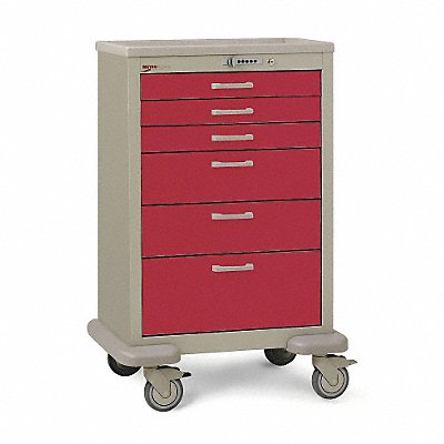 Medical Cart Steel/Polymer Taupe/Red