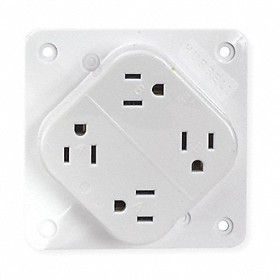 Receptacle White 15 A 2P3W Back 1PK