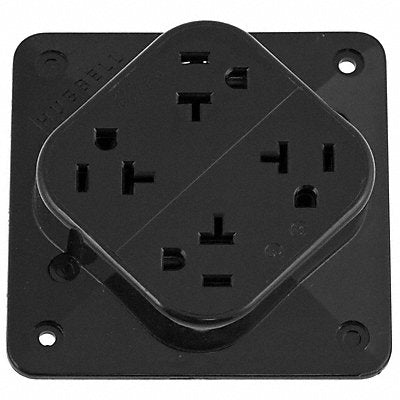 Receptacle Black 20 A 2P3W Back 1PK