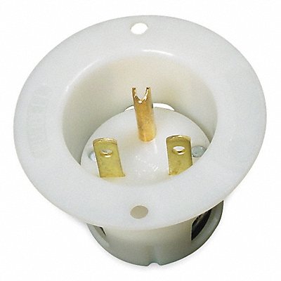 Flanged Inlet White 15 A Round 6-15P