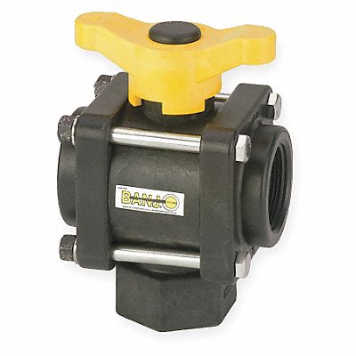 Poly Ball Valve 3-Way FNPT 1-1/2 in