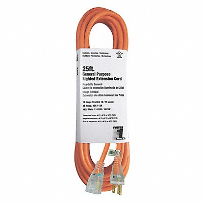 Extension Cord 25ft 16Ga 13A SJTW Orange