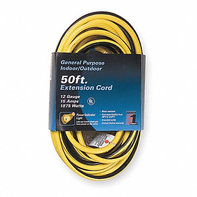 Ltd Ext Crd 50ft 12Ga 15A SJTW Yel/Blk