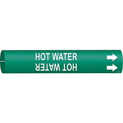 Pipe Marker Hot Water 2 in H 2 in W