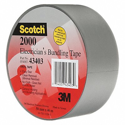 Elec Tape 150 ft Lx2 in W 6 mil Gray