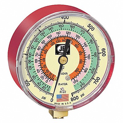 Gauge 3-1/8 In Dia High Side Red 800 psi