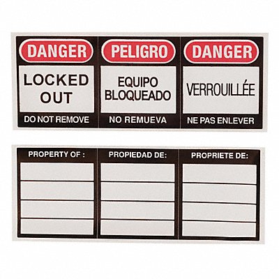 Lockout Label 1 1/8 in x 3 in Vinyl PK6