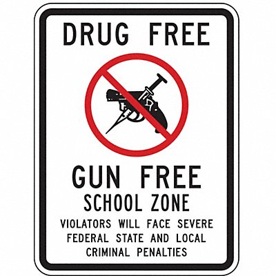 Reflective Drug Free Sign 18x12in Alumin