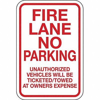 Fire Lane No Parking Sign 18 x 12 