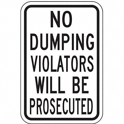 Reflective No Dumping Sign 18x12in Alum