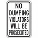 Reflective No Dumping Sign 18x12in Alum