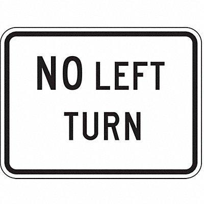 No Left Turn Traffic Sign 18 x 24 