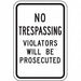 Rflctv No Trespassing Sign 18x12in Alum