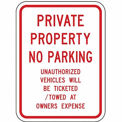 Private Property No Parking Sign 24 x18 