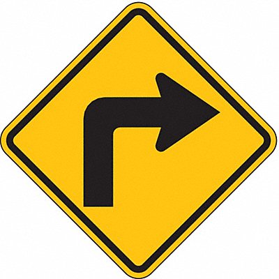 Right Turn Traffic Sign 12 x 12 