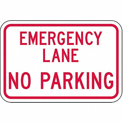 Emergency Lane No Parking Sign 18 x 24 