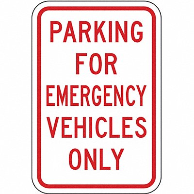 Emergency Vehicle Parking Sign 18 x 12 