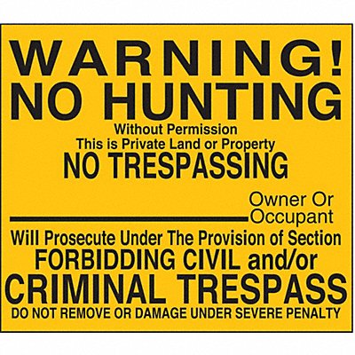 Rflctv Warn No Hunting Sign 12x12in Alum