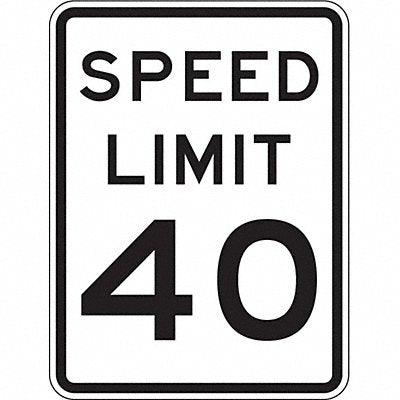 Speed Limit 40 Traffic Sign 24 x 18 