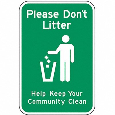 Reflective Litter Sign 18x12in Aluminum