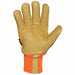 Leather Gloves Knit Wrist Orange L PR