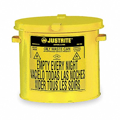 F0097 Countertop Oily Waste Can 2 gal Yellow