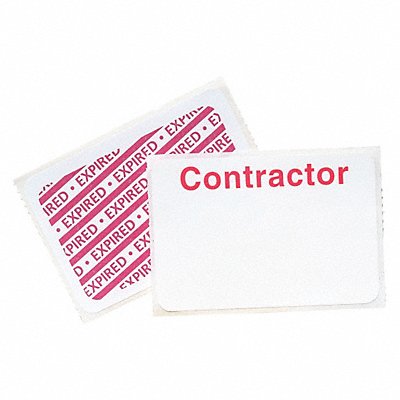 D0064 Contractor Badge 1 Day Red/White PK500