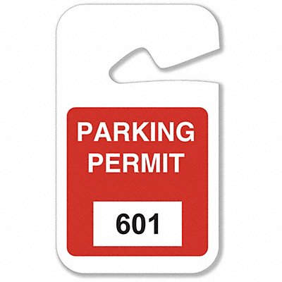 Parking Permits Rearview 601-700 Wht/Red