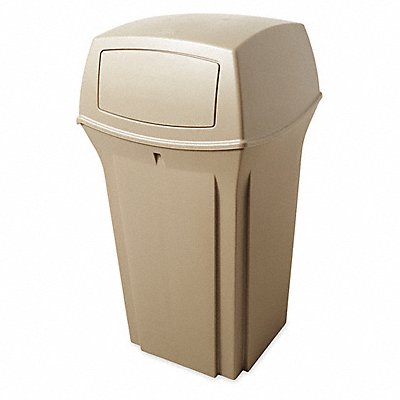 D0235 Trash Can 35 gal Beige Plastic