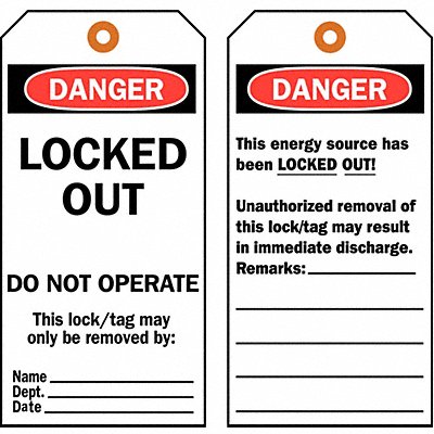 Danger Tag 5-3/4 x 3 In Cardstock PK25