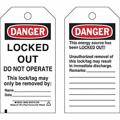 Danger Tag 5-3/4 x 3 In OSHA Brs PK25