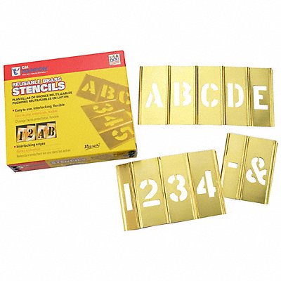 Interlocking Stncls Numb  Letters Brass