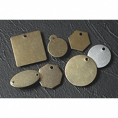 Blank Tag Brass 1 1/4in H 1 1/4in W PK25