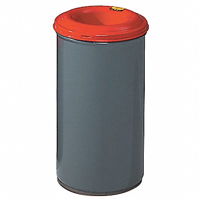 Trash Can Round 15 gal Red/Gray