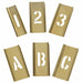 Interlocking Stencil Numb Letters Brass