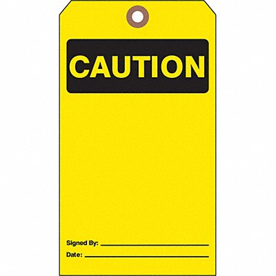 Caution Tag 7 in H 4 in W Cardstock PK25