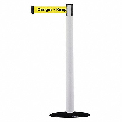 D0031 Barrier Post with Belt PVC White