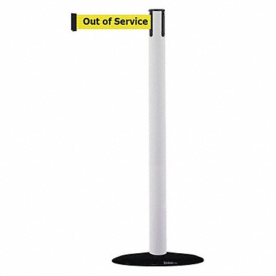 D0031 Barrier Post with Belt PVC White