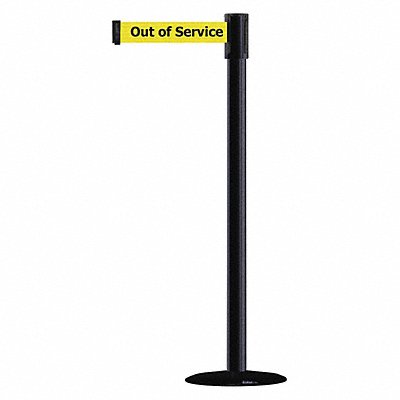 D0008 Barrier Post with Belt Black No Scuff