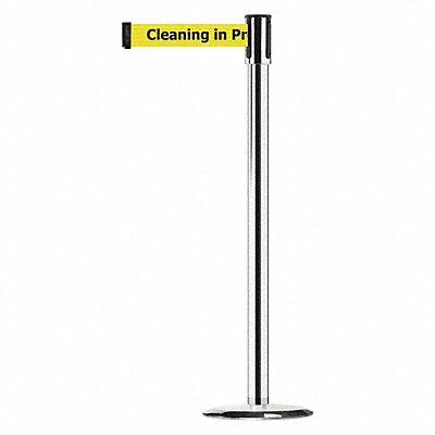 D0011 Barrier Post with Belt Polished Chrome