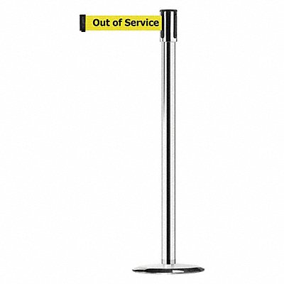 D0011 Barrier Post with Belt Polished Chrome