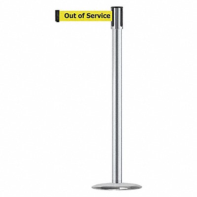 D0011 Barrier Post with Belt Satin Chrome