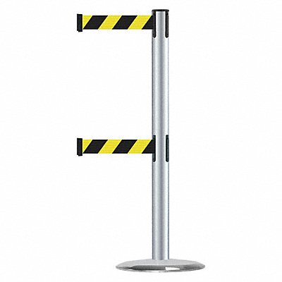 Barrier Post with Belt Satin Chrome