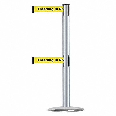 Barrier Post with Belt Satin Chrome