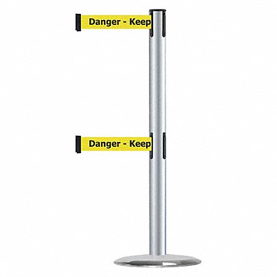 Barrier Post with Belt Satin Chrome